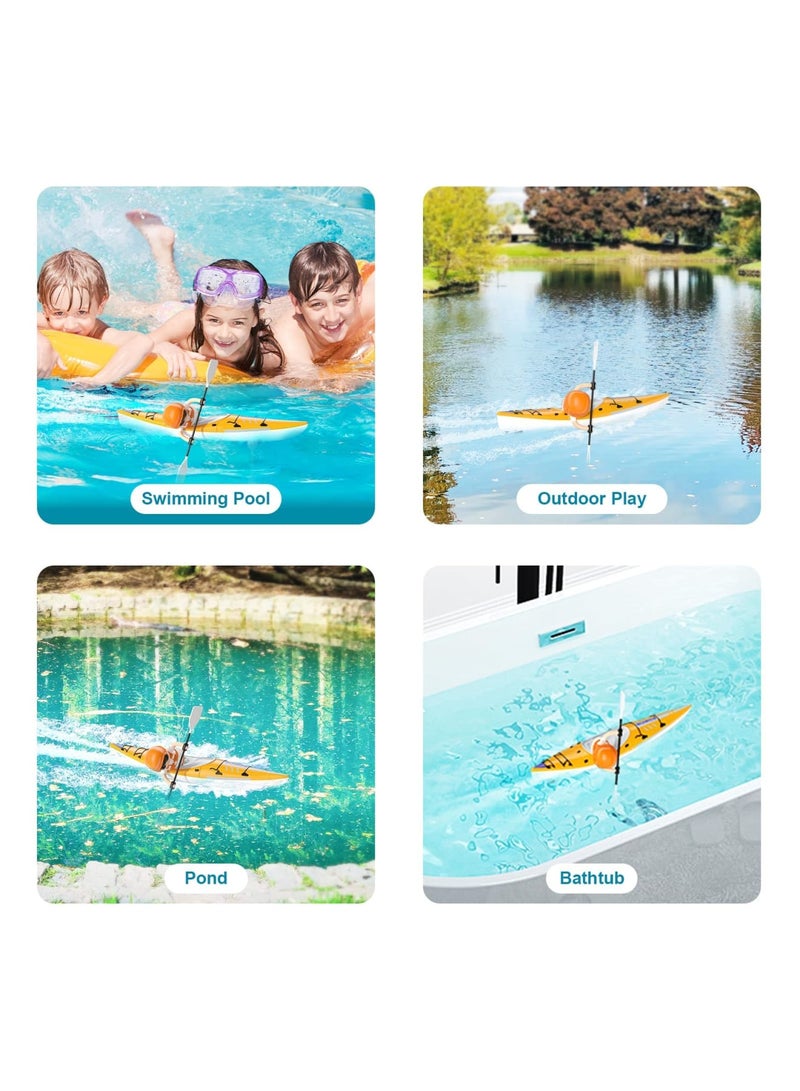 سيوسي قارب التحكم عن بعد للأطفال مع أضواء LED، 2.4 جيجا هرتز محاكاة قوارب الكاياك RC مع مجداف للبحيرة والنهر وحمام السباحة وحوض الاستحمام، ألعاب مائية متوازنة للأولاد والبنات، هدايا رائعة للأطفال من سن 4 إل - Image 2